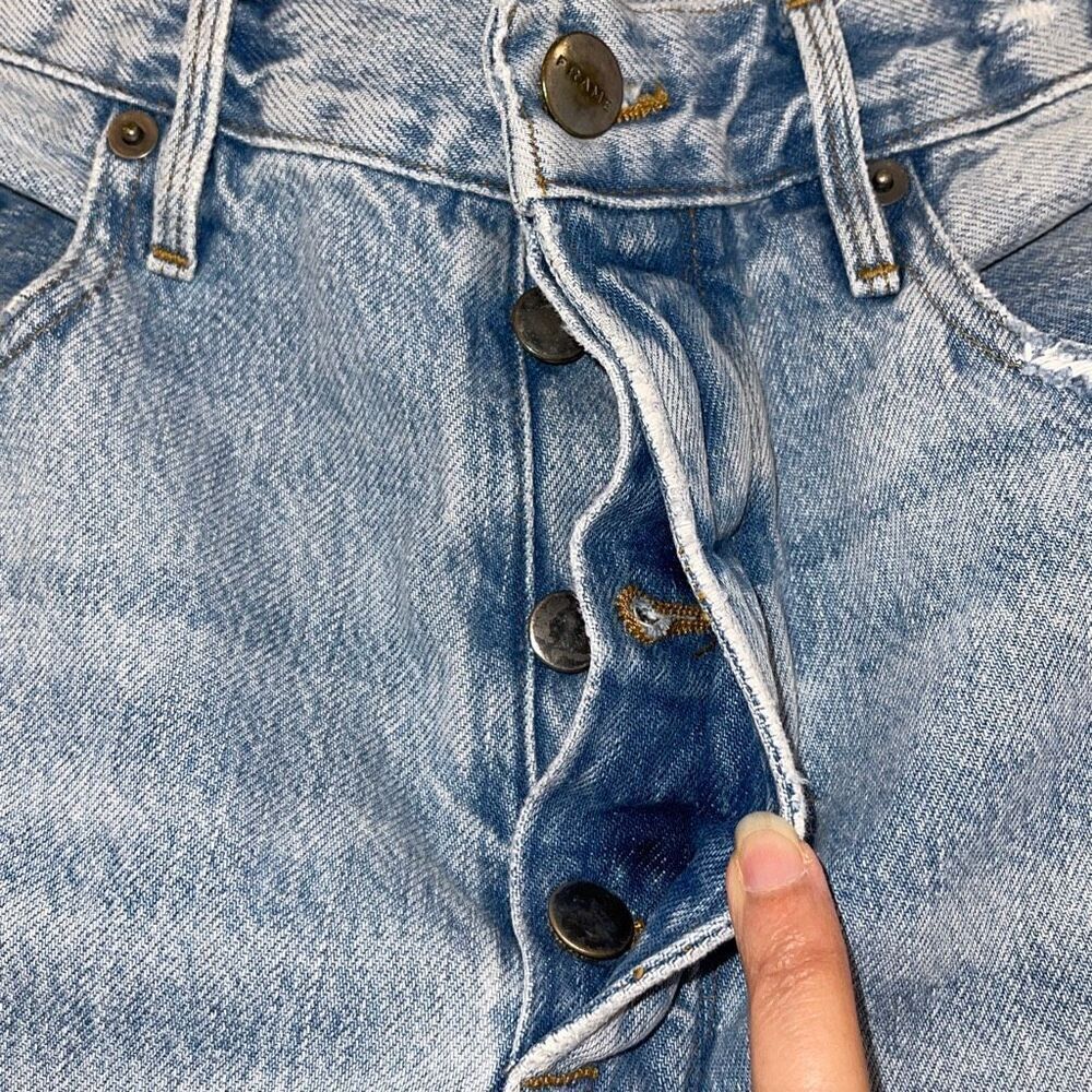 Frame Womens Button Fly Le Original Distressed Cropped Jeans Clash Blue Size 33 - Picture 9 of 13